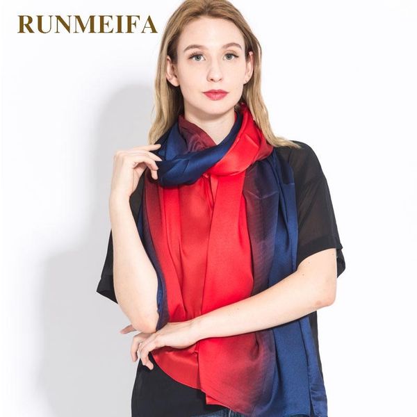 

scarves [runmeifa] women fashion monochrome silk excessive color spring autumn thin section gradient shawl scarf, Blue;gray