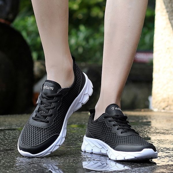 

breathable big size summer 48 casual mesh sneakers male lace up soft rubber shoes sport walking men flats, Black