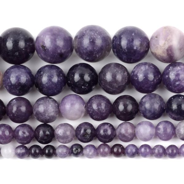 

natural glossy purple lepidolite stone beads round loose spacer beads for jewelry making 4/6/8/10/12mm diy bracelet necklace