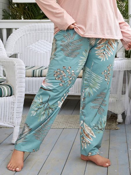

plus tropical print sleep pants v4rw#, Black;white