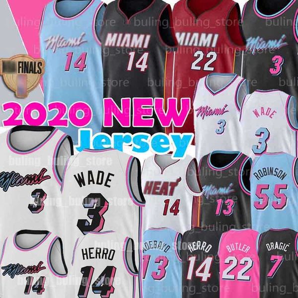

tyler 14 herro jerseys miami heat dwayne jimmy wade butler dwyane goran bam dragic adebayo duncan 2020 new robinson basketball, Black;red