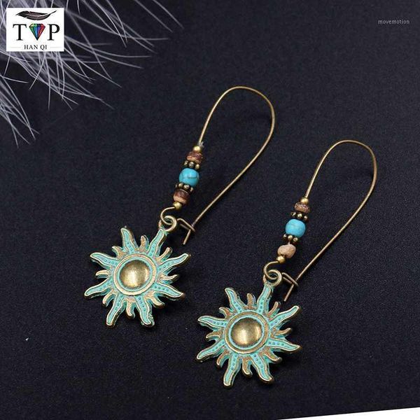 

bronze sun drop earrings for women danglers bohemian vintage charm earrings fashion retro party accessories1, Silver