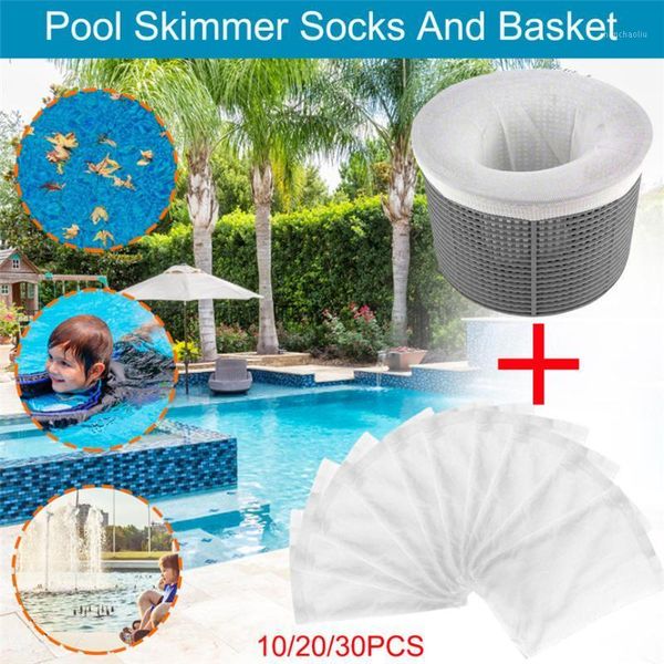 

pool & accessories swimming basket skimmer replacement include 10/20/30 pcs socks trash set1