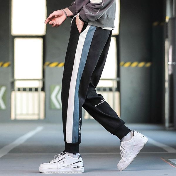 

pants men's casual pants trend hundred with men's trend brand loose nine-point leggings loose sports ins workwear pants, Black