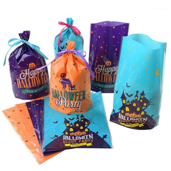 

20pcs halloween party horror pumpkin ghost candy bag self adhesive cookie candy box for halloween gift packing decor supplies1