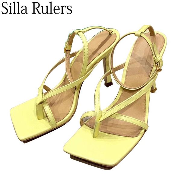 

sandals 2021 summer square toe ankle strap woman high heels genuine leather gladiator party shoes women, Black