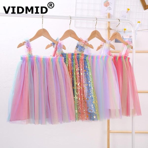 

vidmid baby girls summer dresses cotton sweet lace dresses kids girls vests clothes children's sleeveless clothing 7065, Red;yellow