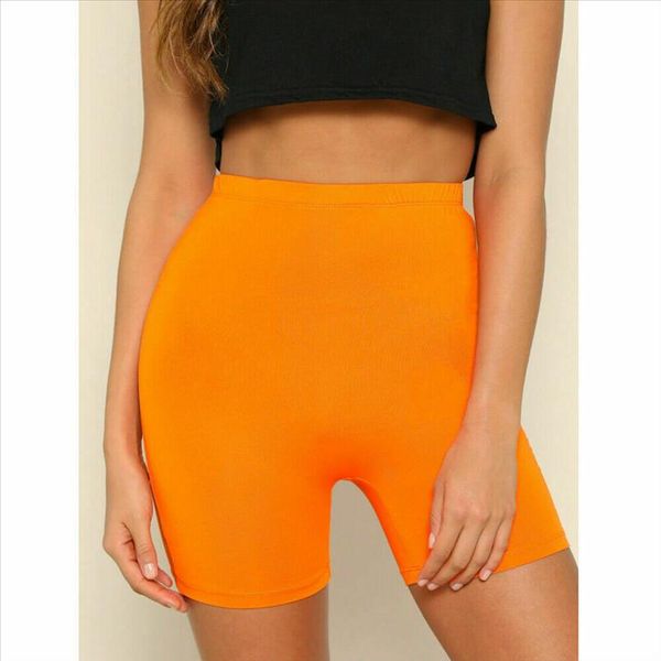 

new womens summer gym cycling biker shorts elastic high waist short fitness workout spandex leggins knee length shorts, Black