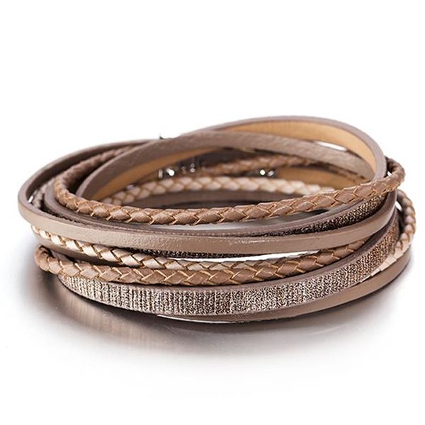 

flashbuy простые плетение многослойные кожаные браслеты для женщин vintage подвески магнитные wrap браслеты мода бижутерия sqczcg, Golden;silver