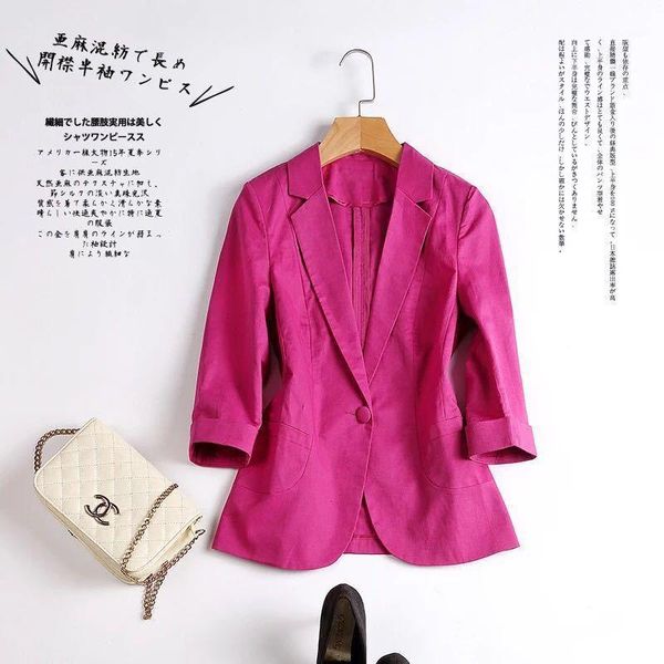 

suit female short paragraph korean the self-cultivation seven-point sleeves suit cotton and linen temperament small jacket1, White;black