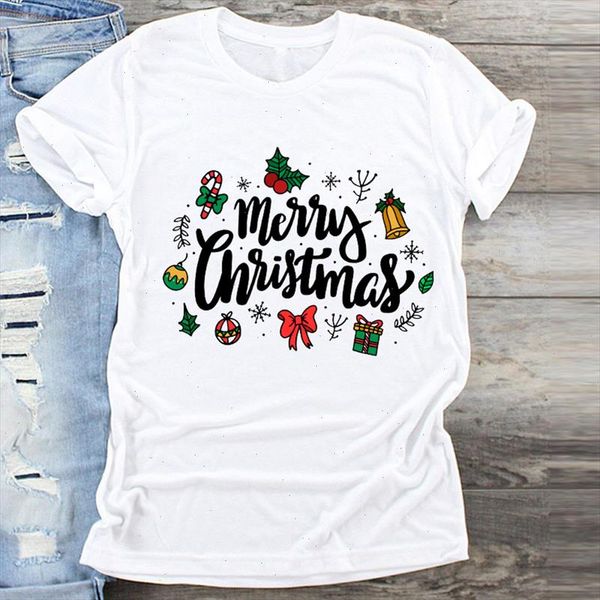

women new year gift clothing 90s trend merry christmas print clothes graphic female tshirts t shirt ladies tee t shirt, White