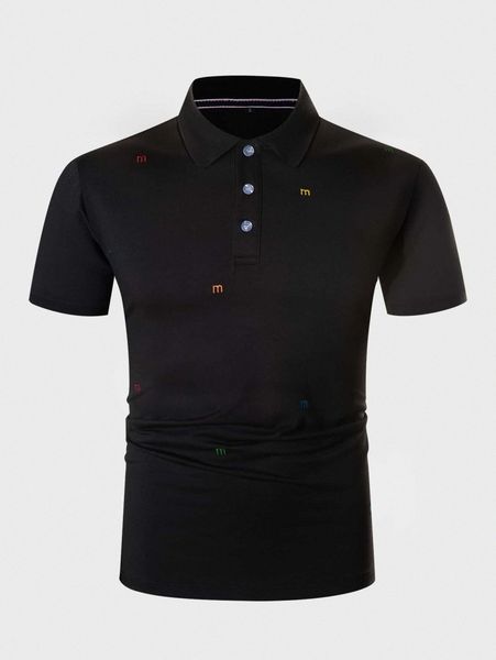 

men letter embroidery polo shirt 27vl#, White;black