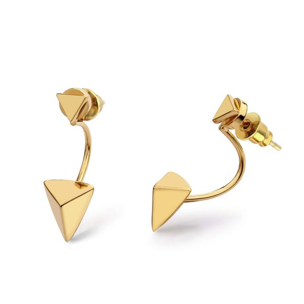 

varole triangular vertebra ear jacket earring stud earring gold color stainless steel earrings for women jewelry brincos