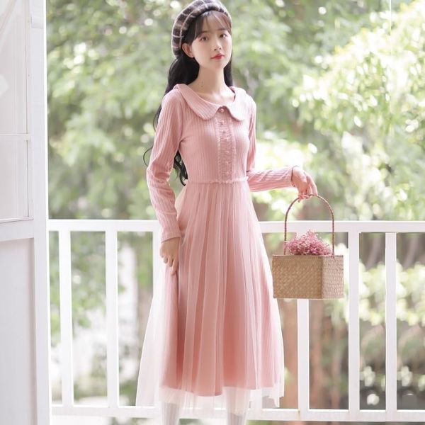 

p3ho4 2020 new autumn long sleeve super female qi wind skirt gentle sen dress xian sweet small fresh mesh new autumn net long sleeve mesh sk, Black;gray