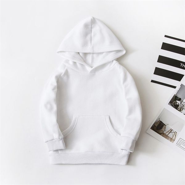 

spring children boys white sweatshirts kids pure color hoodies cotton girl pullover single layer outerwear clothes 1-17 yrs 201127, Black