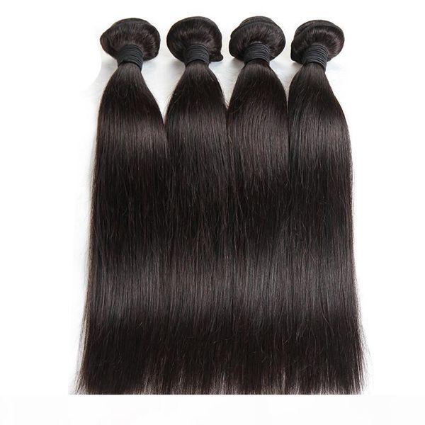 

elibess hair straight wave indian hair weave 4 bundles 80g pcs 100% remy hair extensions weft, Black