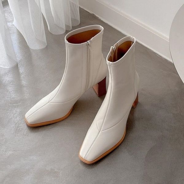 

taoffen woman half short boots women high heel shoes woman platform thick heel shoes short boots woman footwear size 33-40 201114, Black