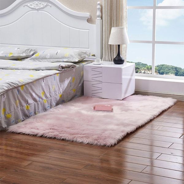 

carpets shaggy silky plush carpet rectangle soft faux sheepskin fur area rugs floor warm rug bedside for bedroom living room1
