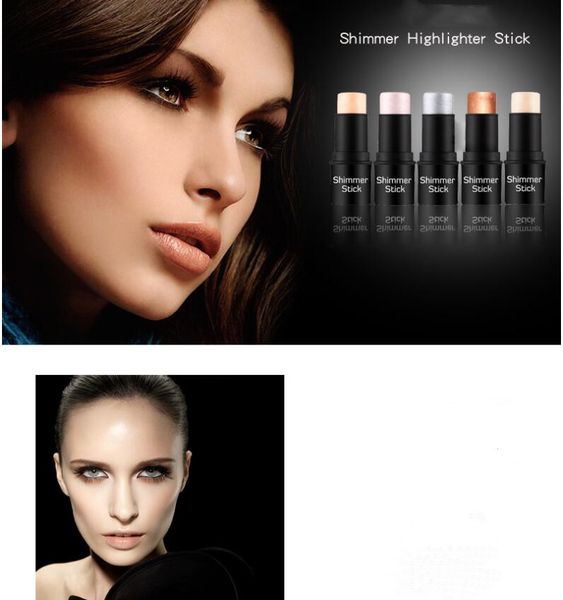 5 cor shimmer highlighter stick, ismininee shimmer creme em pó à prova d 'água luz de rosto cosméticos, contorno vara maquiagem stick stick duradouro shimmer contorno