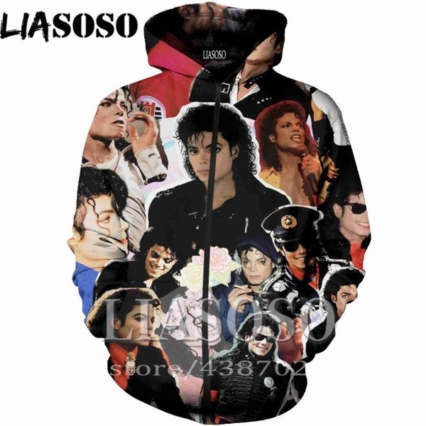 

liasoso hoodie 3d print homme men women rock harajuku michael jackson sweatshirt funny shirt zipper anime fashion hoodies e510, Black