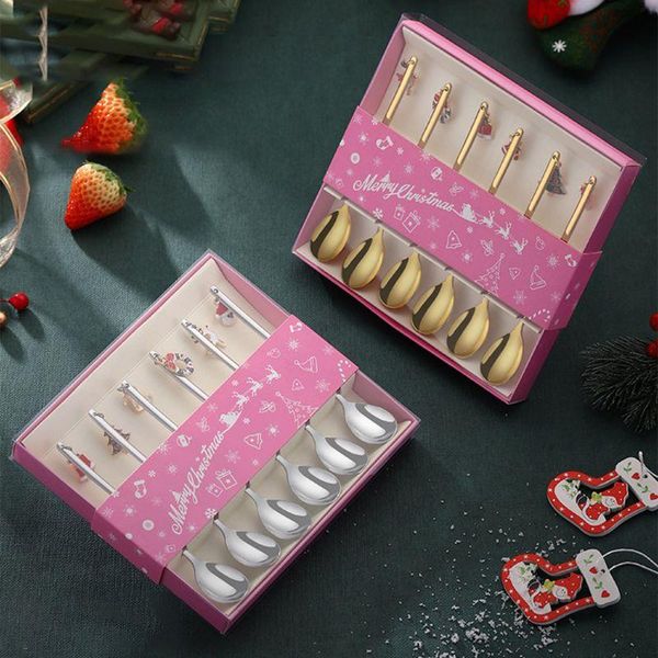 

stainless steel christmas spoon creative coffee stirring spoon dessert spoon christmas new year gift kid tableware h bbytsf