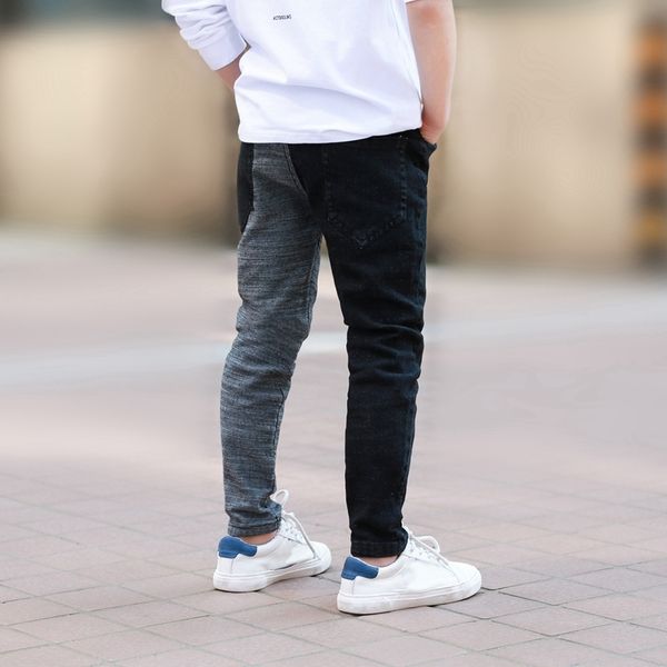 

ienens 4-13 years trend boys clothes slim straight jeans bottoms denim clothing long pants kids baby boy casual trousers y200409, Blue