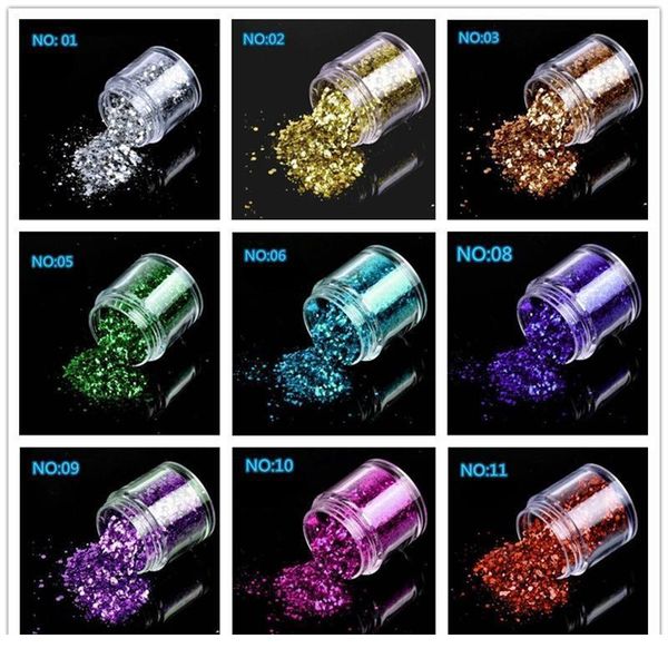 

10g/box holographic mix glitter nail art acrylic diy uv gel shining powder dust nail decortions manicu jlltod, Silver;gold