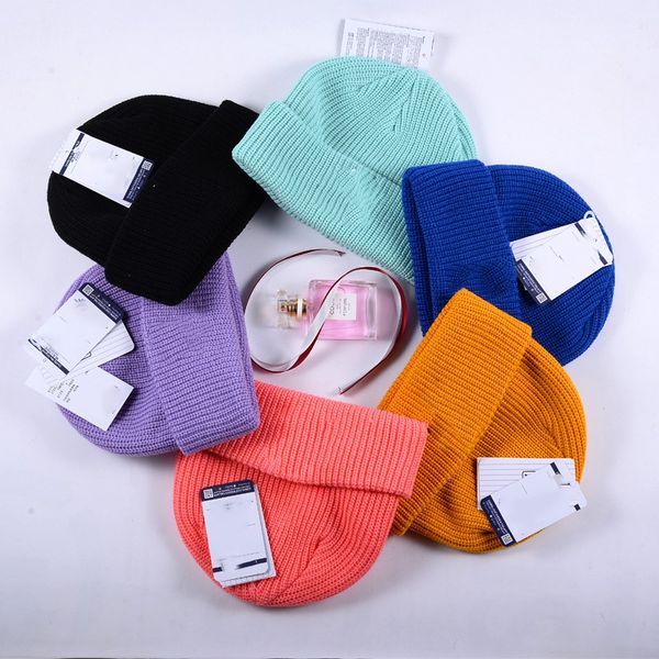 

designer hat new autumn and winter thickening classic letter big logo knitted hat candy color wholesale price, Blue;gray
