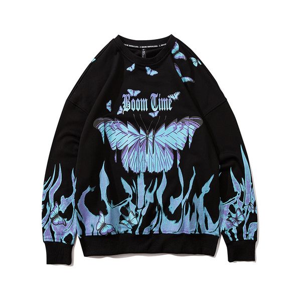 

2021 new butterfly hoodie man hip hop streetwear casual hoodies fashion sweater calls from the women of sudader men to r1aj brke, Black