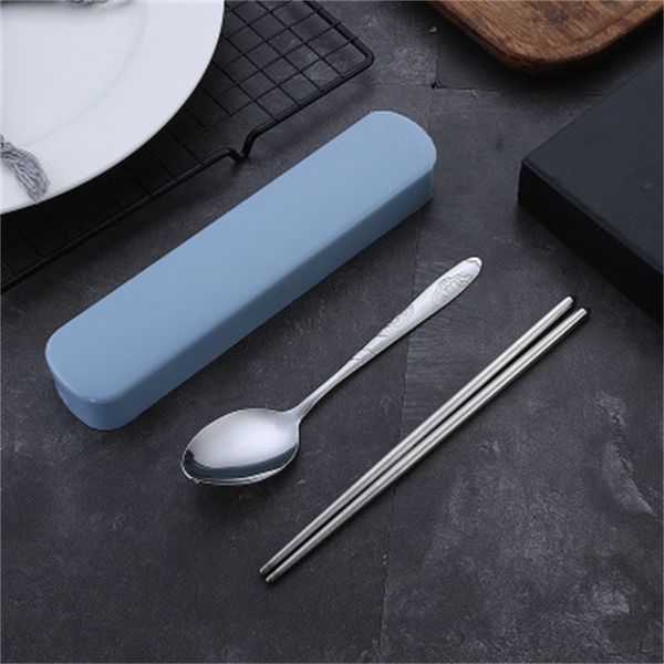 

portable stainless steel cutlery set with storage box chopstick fork spoon flatware kit travel tableware set dbc bh 27 g2