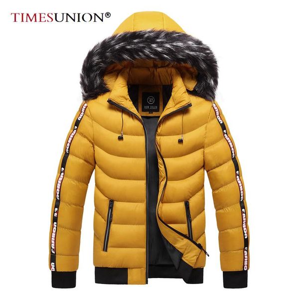 

winter jacket men 2020 hooded parka fur collar new brand men's warm thick windproof down jacket removable casual outwear coats, Black