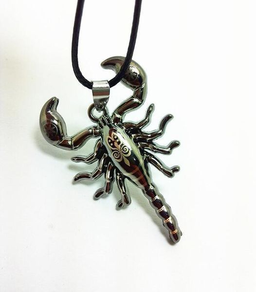 

scorpion necklace statement steampunk leather necklace, Silver