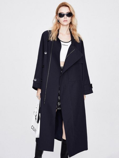 

jazzevar zipper front flap pocket trench coat d5kw#, Tan;black