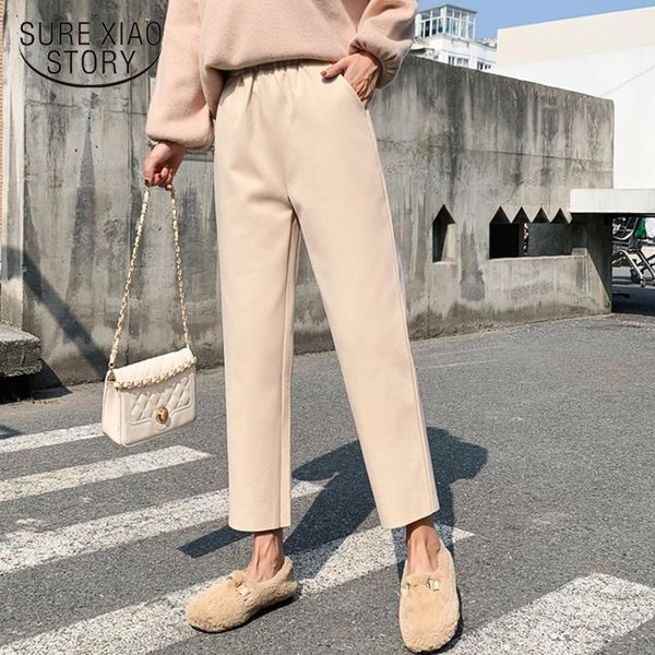 

new fashion autumn pants women high waist casual straight harem pants women elastic waist loose wide leg trousers 118851, Black;white