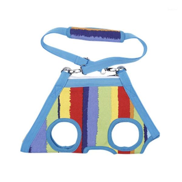 

multifunction pet dog carrier shoulder bag harness clothes - size (blue stripe)1