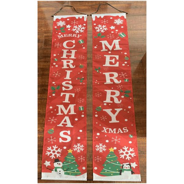 Vrolijk kerstfeest hangende deurbanner 180x30cm, polyester gemaakt digitaal bedrukte 180x30cm vlaggen, gratis verzending