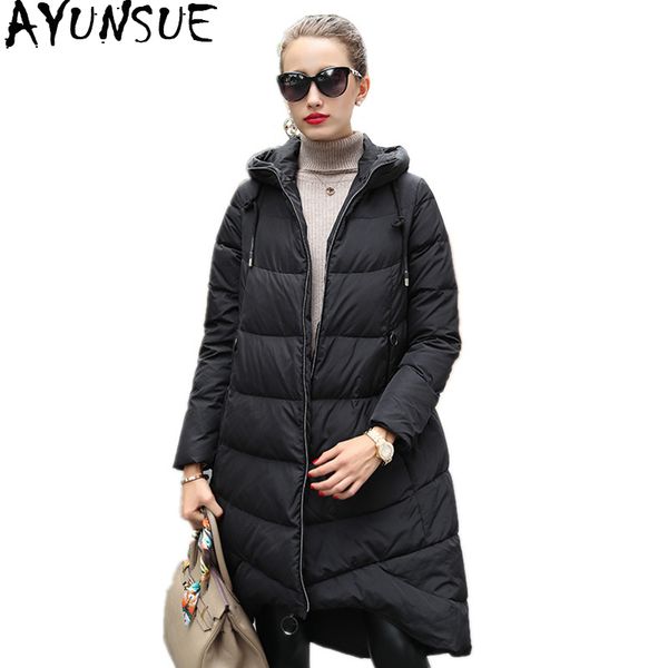

ayunsue 2020 new women's down jackets hooded long loose winter warm coat female jacket for women jaqueta feminina inverno wyq806, Black