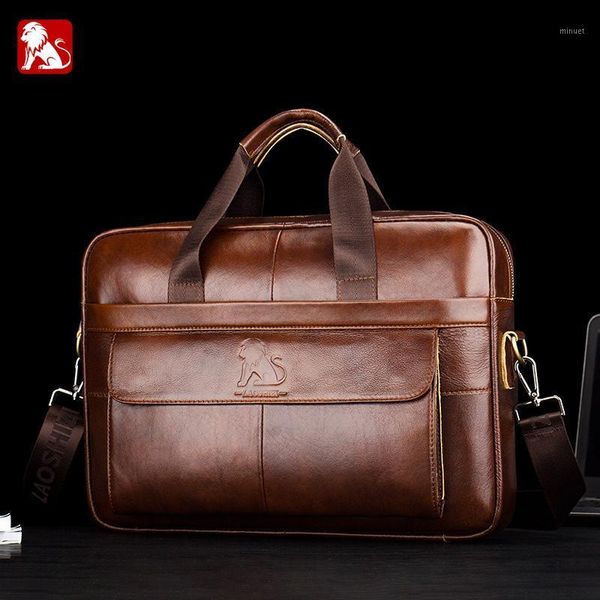 

briefcases luxury cow genuine leather business men's briefcase male shoulder bag real men messenger travel computer1