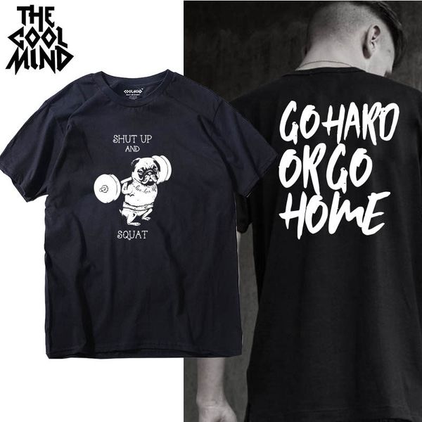 

go hard or go home pug printed men t-shirt causl short sleeve creneck mens t shirt tees shirt sport hooded sweatshirt hoodie
