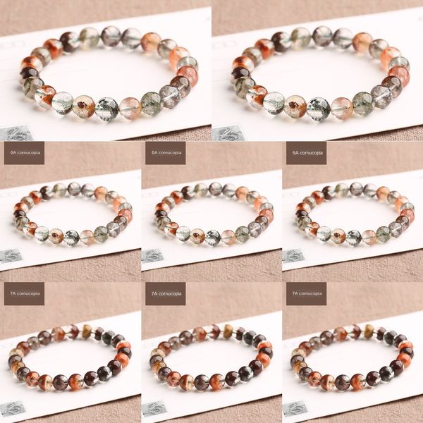 

natural crystal single circle lovers color ghost four crystal bracelet seasons ghost round bead bracelet girl jewelry gift 7lpsu, Golden;silver