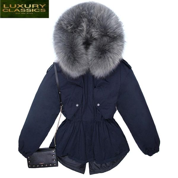 

women's down & parkas raccoon fur hooded real jacket women winter duck coat female thick warm short hiver overcoat 0602, Black