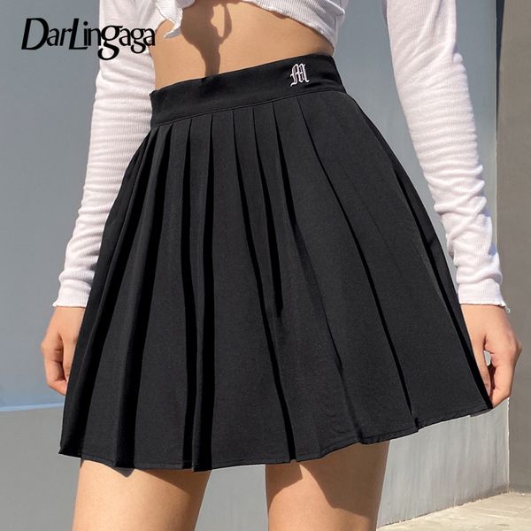 

darlingaga - informal high waisted skirt, short skirt for women, y2k, summer 2020, Black