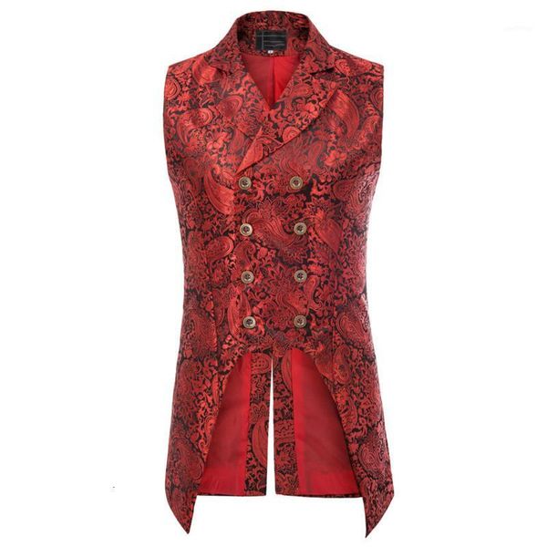 

vintage medieval steampunk gothic sleeveless coat lapel collar double-breasted punk vest formal prom party jacquard coat me0571, Black;brown