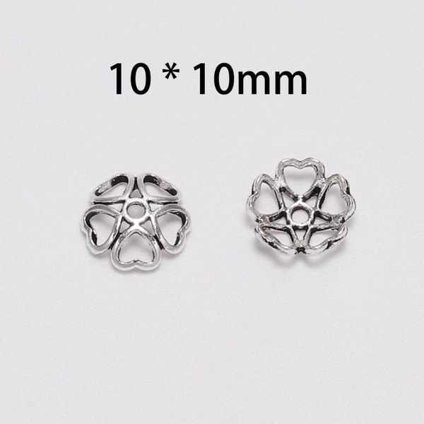 

50pcs lot peach heart beads caps hollow flower loose sparer apart end bead caps for diy jewelry making findingds h bbyvck, Silver