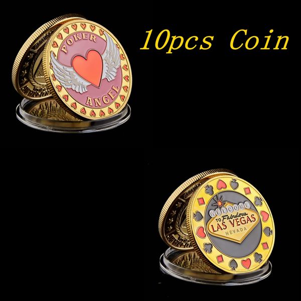 

10pcs welcome to nevada las vegas poker chip craft angel casino challenge gold coin lucky souvenir personalized token collection