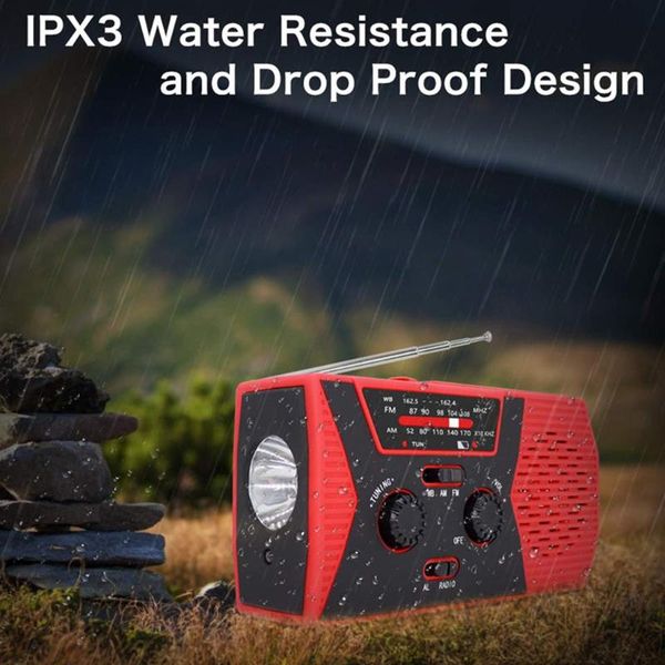

emergency solar hand crank portable radio am / fm / noaa weather sos for camping emergency weather radio hand crank
