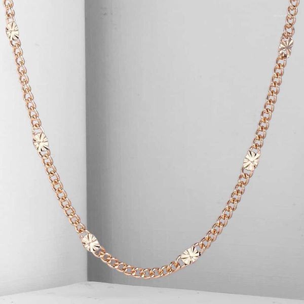 

3mm womens girls necklace curb cuban link chain 585 rose gold filled necklace 50/60cm fashion jewelry gifts wholesale lcn121, Silver