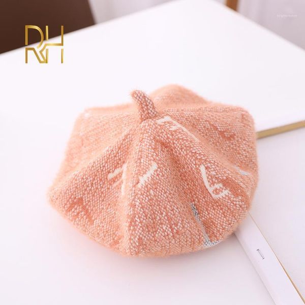 

Mohair Fashion Girl Winter Berets Vintage Kids Warm Beret Hats Girls Flat Cap Beret for Women Warm Hat RH1, Blue;gray