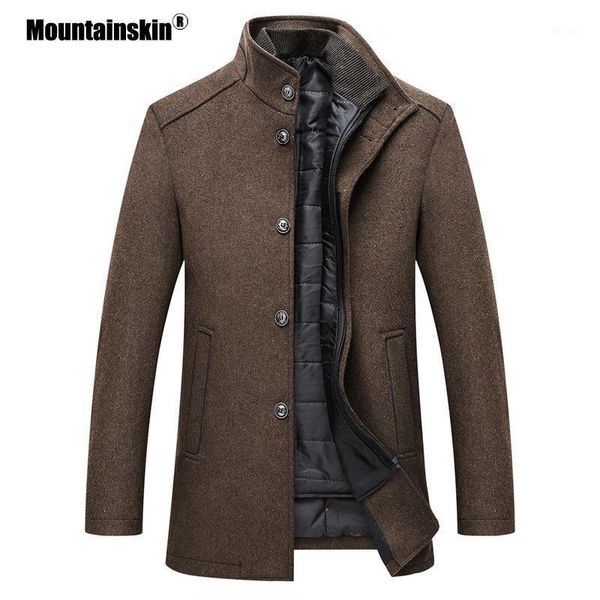 

men's wool & blends winter men jacket slim fit thick warm coat with adjustable vest male woolen jackets mens brand clothing sa8571, Black