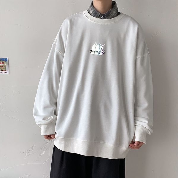 

2021 new streetwear men's printed sweatshirts hip hop man pullovers casual o neck long sleeve autumn men hoodies c37a, Black